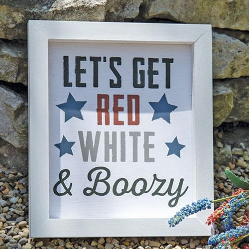 Red White & Boozy Framed Sign