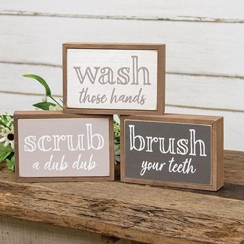 Farmhouse Colors Bathroom Sayings Box Sign 3 Asstd.