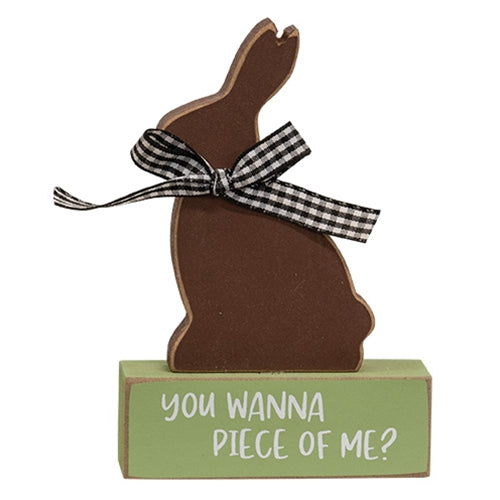You Wanna Piece of Me Chocolate Bunny on Base