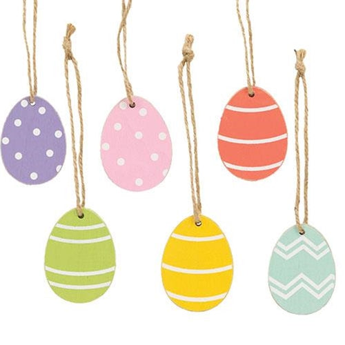 6/Set Wooden Easter Egg Ornaments