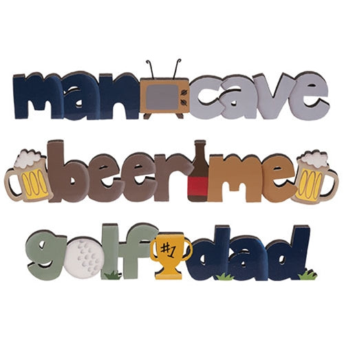 Man Cave Wooden Word Sitter 3 Asstd.