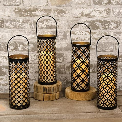 Black & Gold Metal Lantern 4 Asstd.