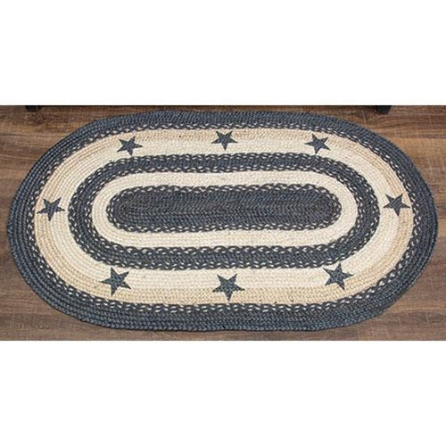 Primitive Pewter Star Braided Rug 3'x5'