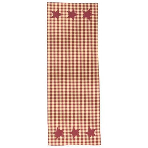 Burgundy & Tan Check Star Applique Short Runner