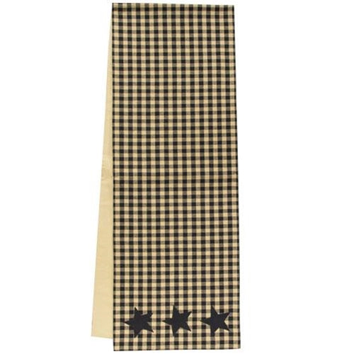 Black & Tan Check Star Applique Long Runner