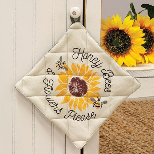 Honey Bees & Flowers Please Pot Holder