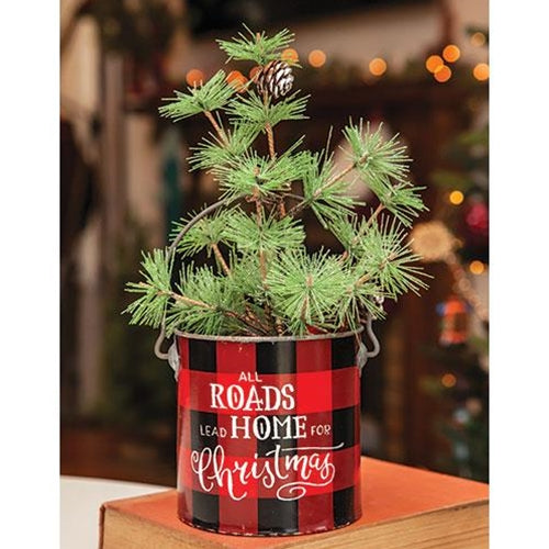 Home For Christmas Buffalo Check Bucket