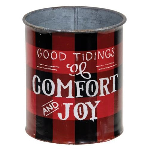 Good Tidings Christmas Buffalo Check Bucket