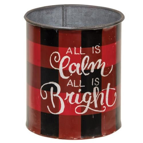 Calm and Bright Christmas Buffalo Check Bucket