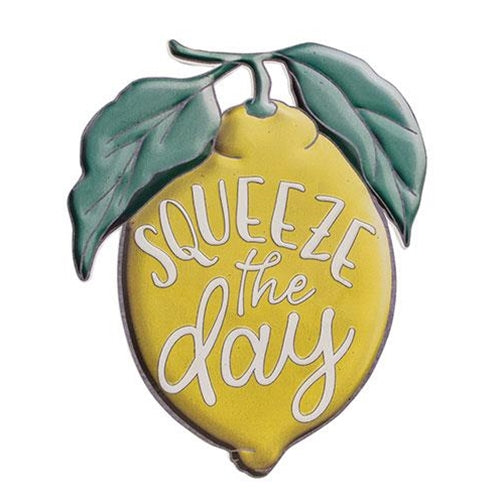 Squeeze The Day Lemon Metal Sign