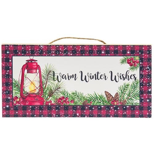 Warm Winter Wishes Lantern Hanging Sign