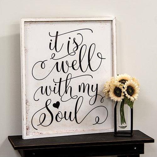 It Is Well With My Soul Distressed Framed Sign