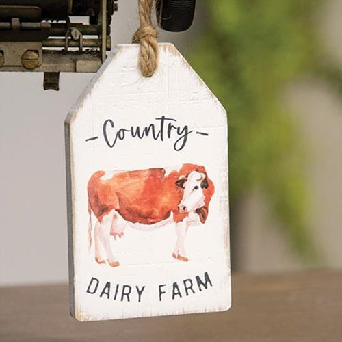 Country Dairy Farm Cow Wood Tag