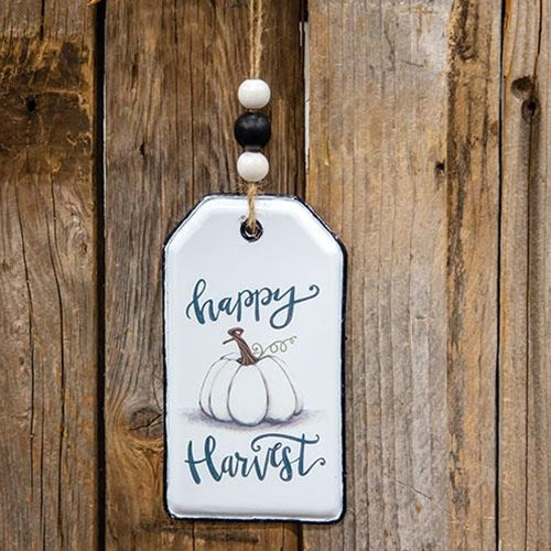 Happy Harvest Pumpkin Enamel Beaded Tag