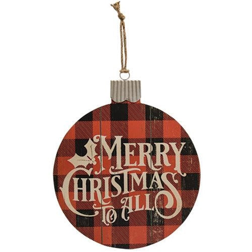 Merry Christmas Buffalo Check Bulb Sign