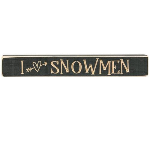 I Heart Snowmen Engraved Block 12" Knight's Green