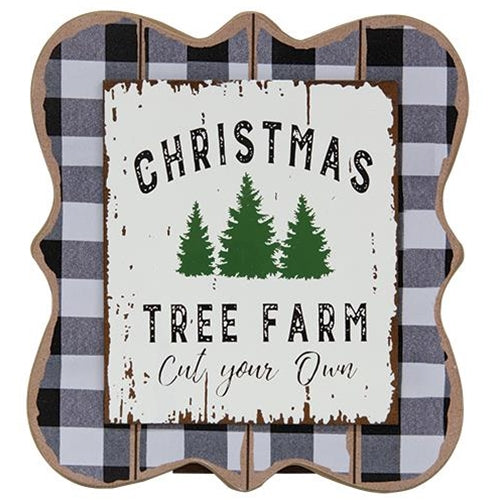 Christmas Tree Farm Buffalo Check Easel