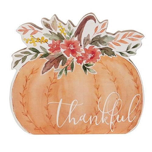 Thankful Chunky Watercolor Pumpkin Sitter