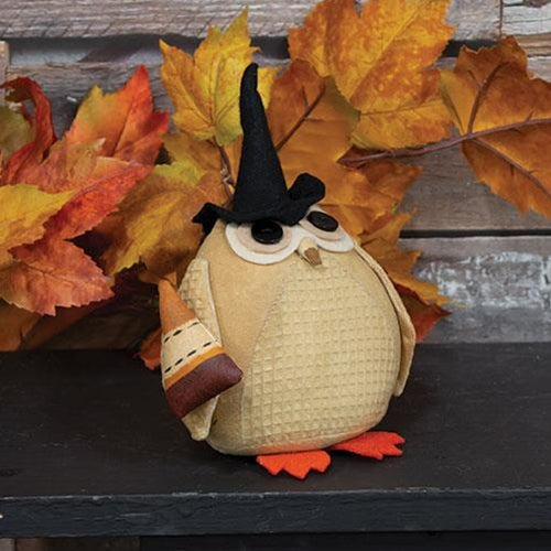 Stuffed Owl in Witch Hat w/Candy Corn
