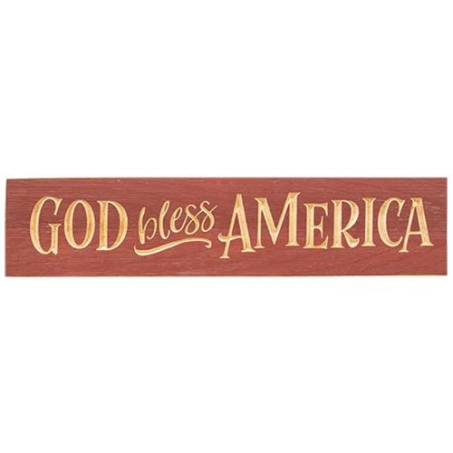 God Bless America Engraved Sign Barn Red 24"