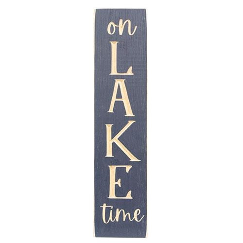 On Lake Time Vertical Engraved Sign 24"