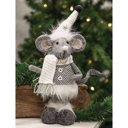 Standing Plush Gray Mouse