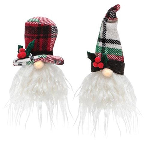 Plaid Santa Gnome Ornament w/LED Light 2 Asstd.