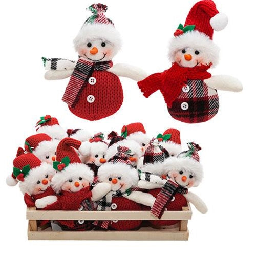 Plush Hat & Scarf Snowman Ornament Asstd