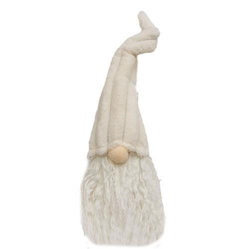 Med Sitting Plush Cream Gnome w/Ribbed Hat