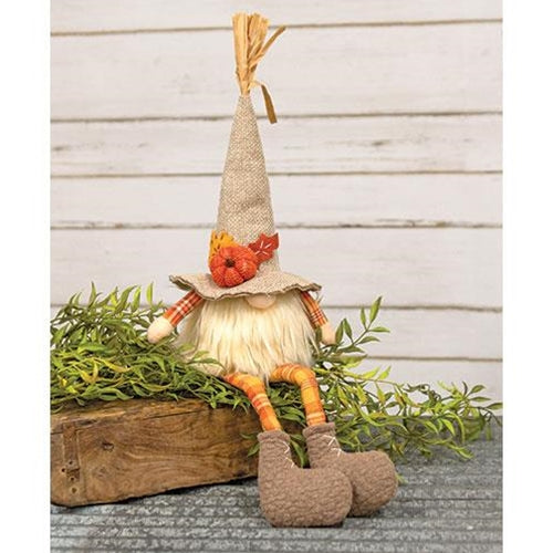 Harvest Burlap Plaid Dangle Leg Gnome