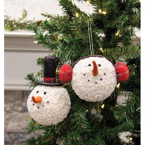 Winter Snowman Head Ornament 2 Asstd.