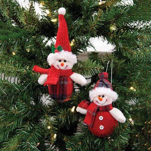 Winter Plaid Snowman Ornament