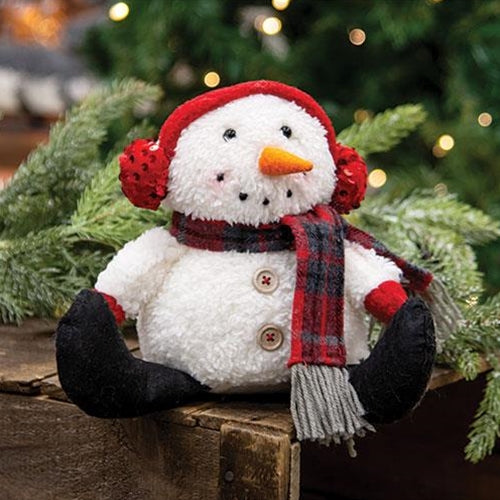 Sitting Winter Plaid Snowman