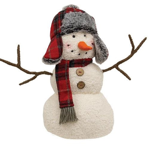 Large Winter Plaid Snowman Sitter