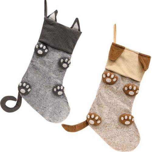 Pet Paw Print Christmas Stocking 2 Asstd.