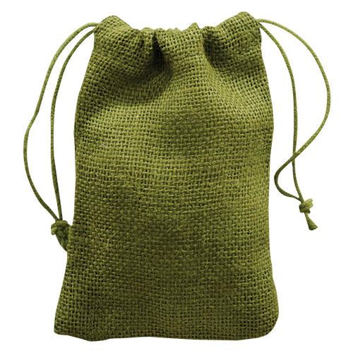 Moss Green Burlap Drawstring Bag 4x6