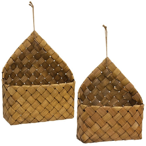 2/Set Natural Chipwood Hanging Baskets