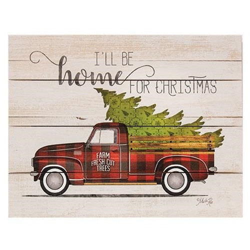 Home For Christmas Vintage Truck Pallet Art