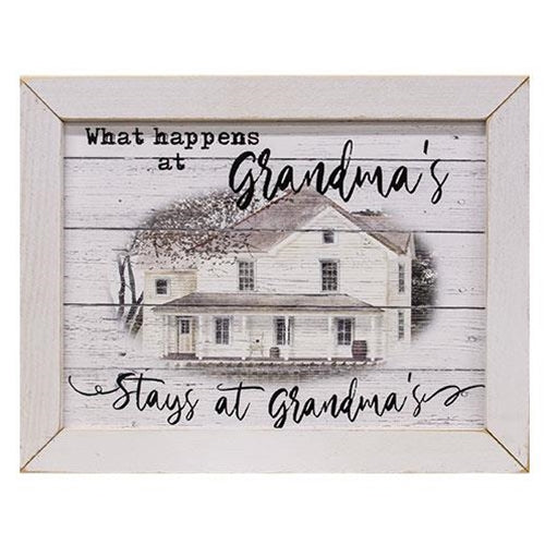 What Happens at Grandma's Print 12x16 White Frame