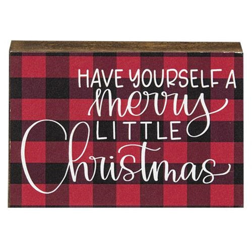 Buffalo Check Christmas Wood Block Assorted