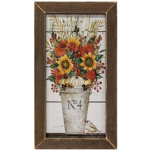 Fall Arrangement Print Brown Stain Frame