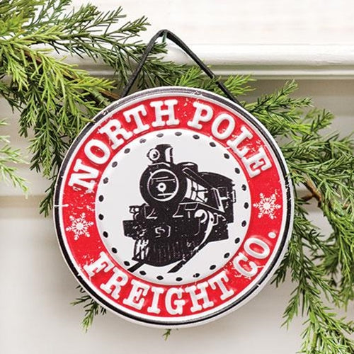 North Pole Freight Co. Embossed Metal Ornament