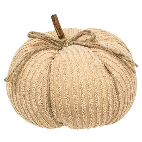 8" Cream Chenille Pumpkin