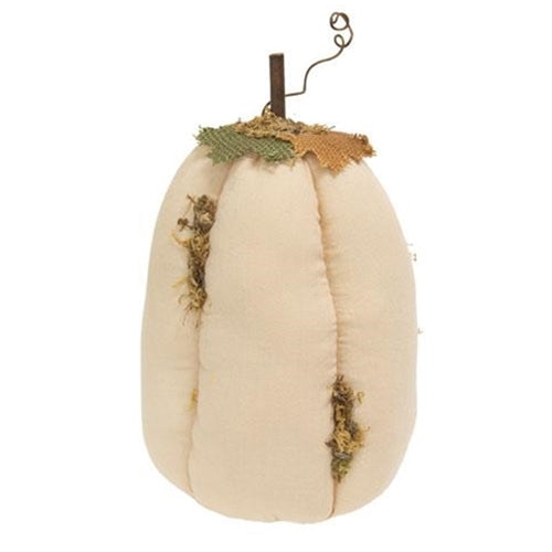 Mossy White Stuffed Pumpkin 4.75" x 9"