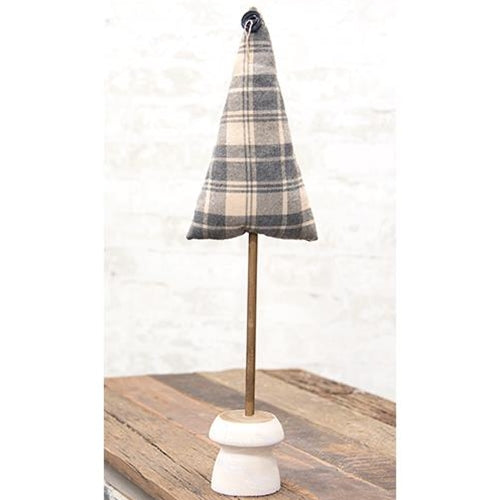 Gray Plaid Fabric Tree 20"