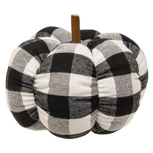 Black & White Buffalo check Stuffed Pumpkin 6.5"