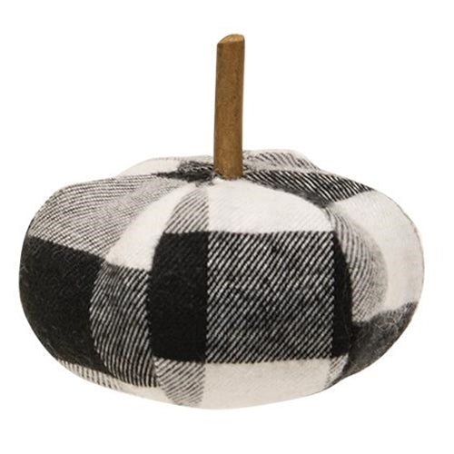 Black & White Buffalo check Stuffed Pumpkin 3"