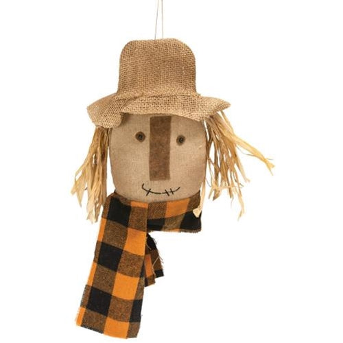 Scarecrow Head Hanger with Buffalo Check Scarf