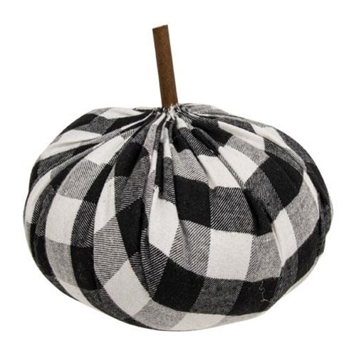 Black & White Buff Check Stuffed Pumpkin 6.5"