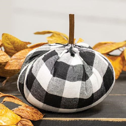 Black & White Buffalo Check Stuffed Pumpkin 5.5"